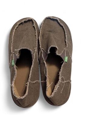 Sanuk Rounder Sidewalk Surfer Loafers Cotton Canvas Brown  Slip On Shoes 13